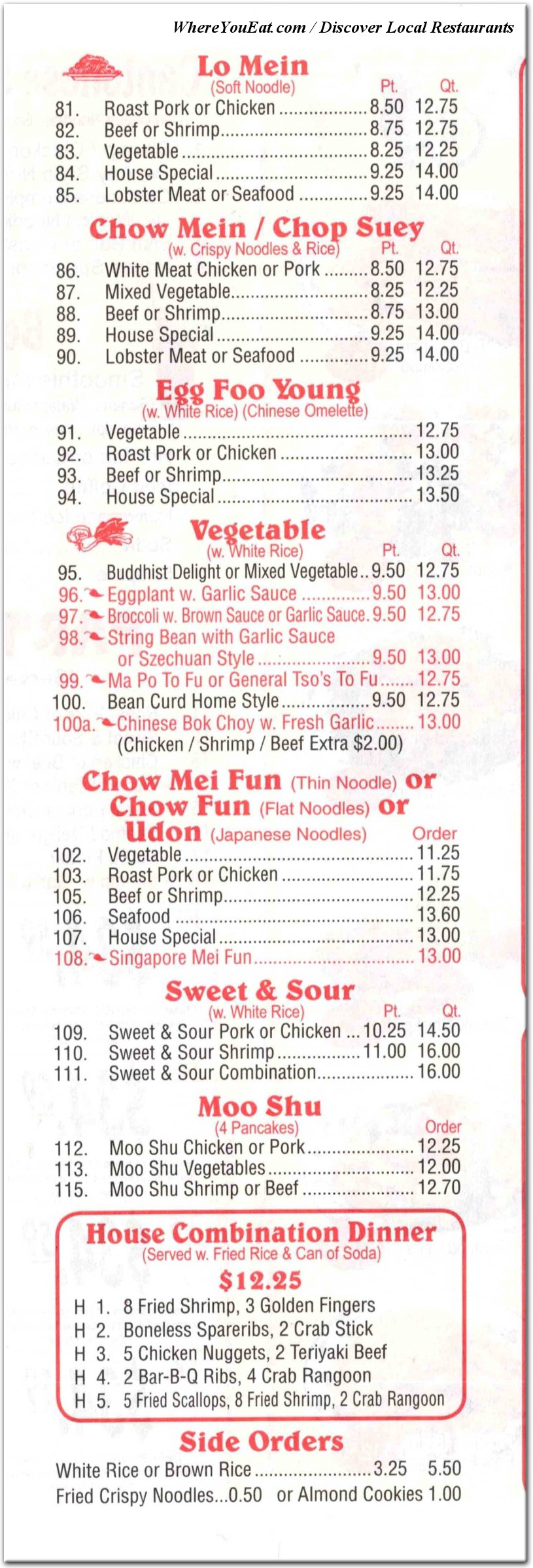 menu